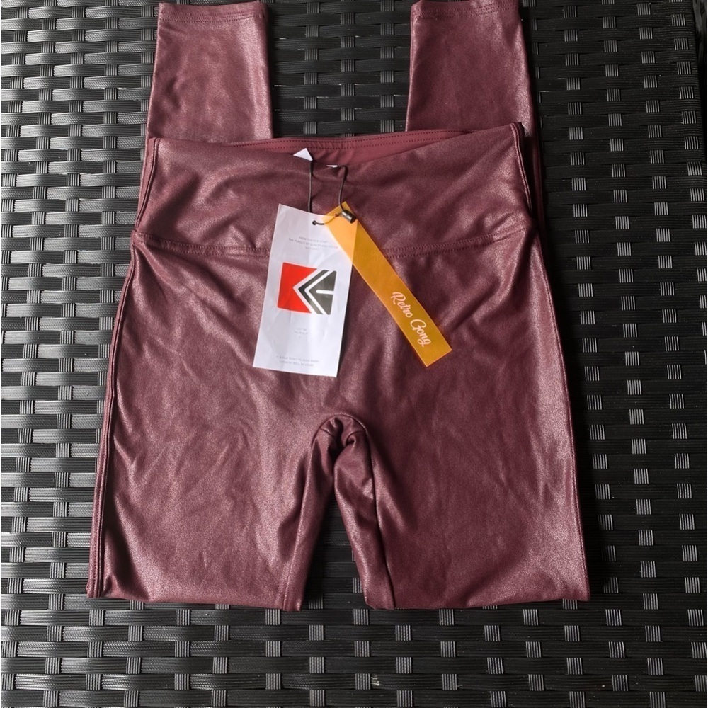 Retro Gong Women's Faux Leather Leggings Stretch High Waisted Pleather Pants
